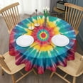 thumbnail image 3 of Colorful Tie Dye Mandala Pattern Round Tablecloth 60"x60",Wrinkle Wipeable Table Cloth for Kitchen Dining Room Picnic Patio Party, 3 of 6