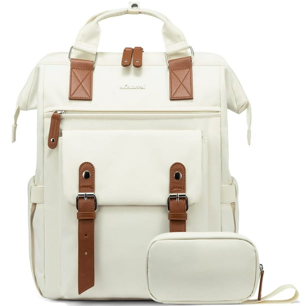 Mochila para portátil LOVEVOOK para mujer, trabajo y viajes de 15.6 pulgadas, color beige