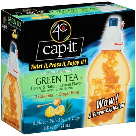 4C Cap It Honey & Natural Lemon Flavor Green Tea Liquid Water Enhancer, 6 count, 0.81 fl oz
