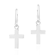 Simply Stylish Christian Cross Sterling Silver Dangle Earrings
