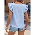 thumbnail image 6 of Women'S Square Neck Ruffle Short Sleeve Top Light Blue XXL, 6 of 8