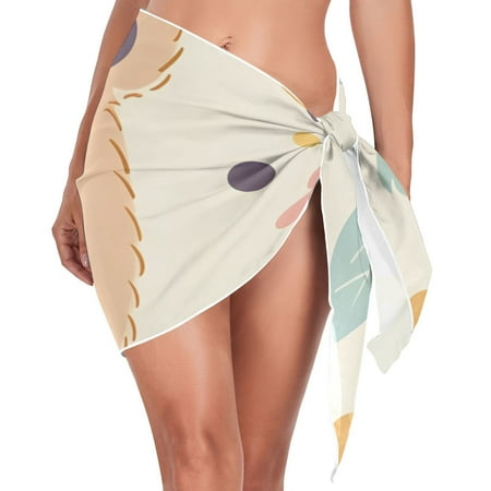Teddy Bear Face Women Coverups Beach Cover Up Chiffon Swimsuit Bikini Wrap Short Skirt Beach Slit Tie Waist
