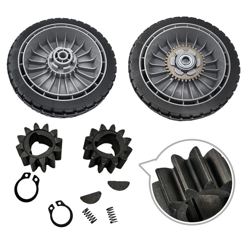 Complete Lawn Mower Wheel Set for Honda HRR216 HRS216 HRT216 Includes Front Rear Wheels Gear and Transmission Parts