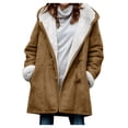 thumbnail image 1 of DEELLEEO Womens Winter Plus Size Solid Plus Velvet Coat Pocket Overcoat, 1 of 6