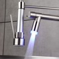 thumbnail image 4 of Aimadi Grifo De Cocina Comercial Con Rociador Monomando Rociador Desplegable Grifo De Fregadero De Cocina Con Luz Led Dos Caño Níquel Cepillado, 4 of 5