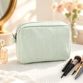 thumbnail image 6 of Partheme Striped Seersucker Cosmetic Makeup Bag, Large Travel Toiletry Organizer Preppy Storage Pouch Toiletry Stripe Makeup Bag for Women, Mint Green, 6 of 6