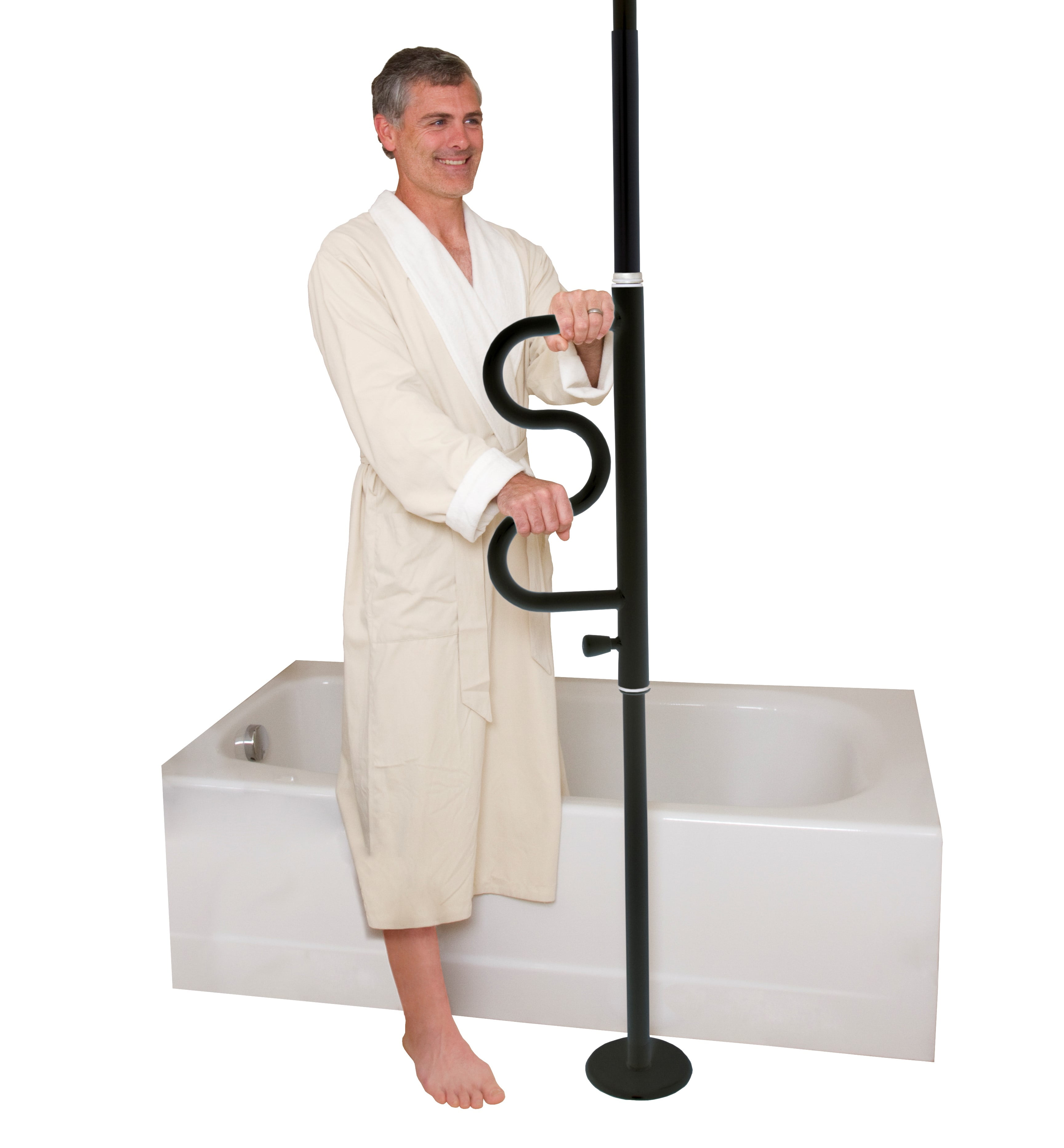 Stander Security Pole and Curve Grab Bar, Elderly Tension Mounted Floor