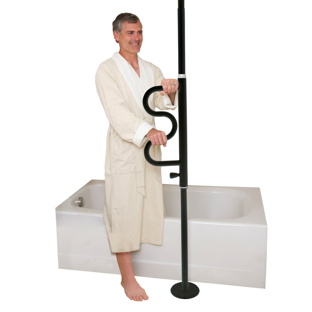 Stander Security Pole and Curve Grab Bar, Elderly Tension Mounted Floor
