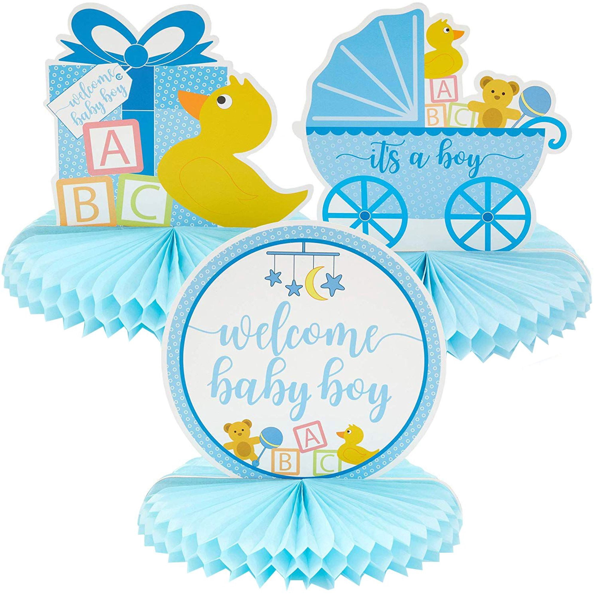 6 Pack 2 Of Each Baby Shower Table Honeycomb Decorations For Boys