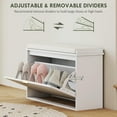 thumbnail image 4 of Demi Bonn 31" Shoe Storage Bench with Padded Seat & Flip-Drawer, Entryway Organizer for Home & Office, Compact Design, White, 4 of 7