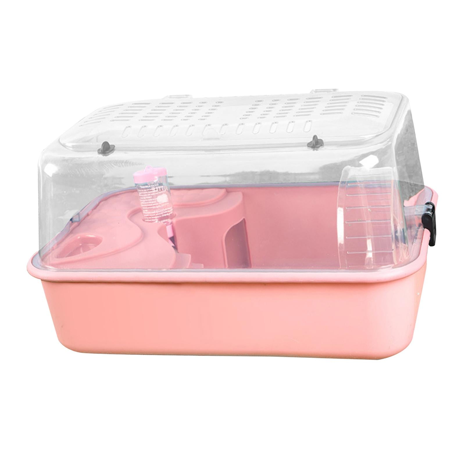 balikha Hamster Cage Run -out Carrier Sleep with Water Bottle Training Wheel Hamster Living Space Small Animal Cage for Mice Sugar Glider Pink