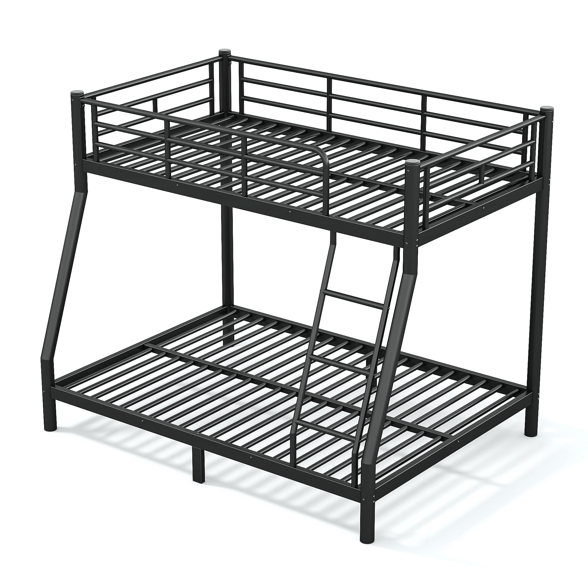 Mintazer Twin Over Full Metal Bunk Bed with Ladder & Guardrails for Bedroom Guest Room, Black