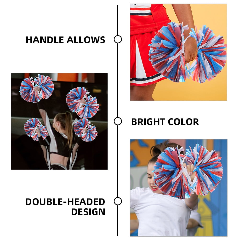 TABLZONE 4Pcs Reusable Pet Pe Material Pom Poms for Cheerleading and Festival Use