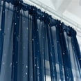 thumbnail image 1 of Cortinas de tul con estampado de estrellas Cortinas de ventana Sheer Purdah para el hogar (azul oscuro), 1 of 8