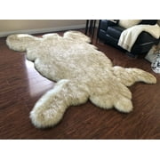 Super Soft Faux Bear Skin Rug, Twilight (White with Brown Tips) 5'x7'