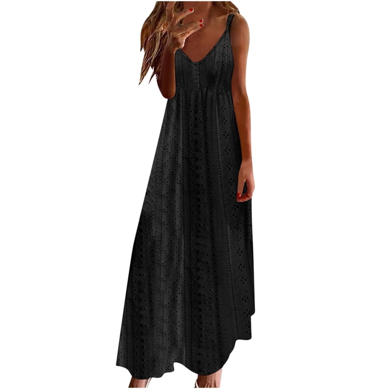ZZwxWA Maxi Dresses for Women Sleeveless V-Neck Sunflower Print Summer Long  Dress Beach Spaghetti Strap Swing Hem Camisole Dresses - Walmart.com