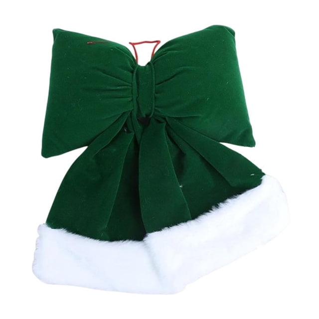 Christmas Tree Bow Decoration Velvet Flocked Pendant Ornament For Holiday Window And Tree Display 37 cm x 30 cm Green