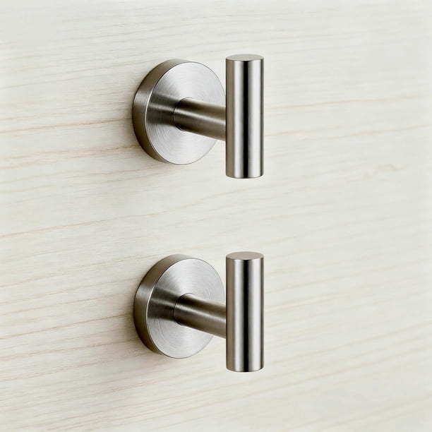 2 PCS Porta Toallas para Baño, 304 Gancho de Acero Inoxidable Set para Baño, Dormitorio, Cocina, Sala de Estar, Garaje, Aseo - Ganchos de Pared