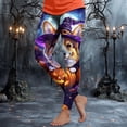 thumbnail image 2 of COMVALUE Women's Halloween Pumpkin Skulls Printed Ankle Elastic Tights Legging Halloween Red Size L, 2 of 7