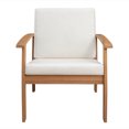 thumbnail image 3 of Balkene home Lio Wooden Armchair with Cushions Modern Lounge Chair Low Maintenance - Brown & White, 3 of 12
