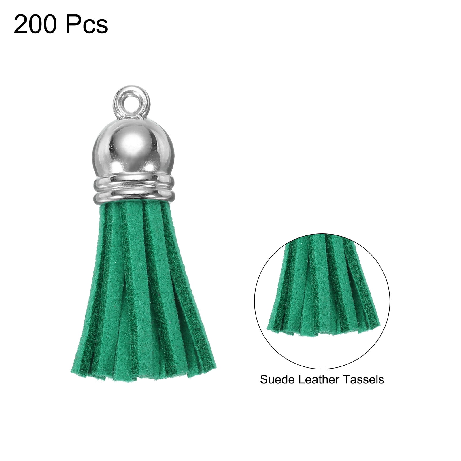 Unique Bargains Keychain Tassels Bulk Leather Tassels Light Green
