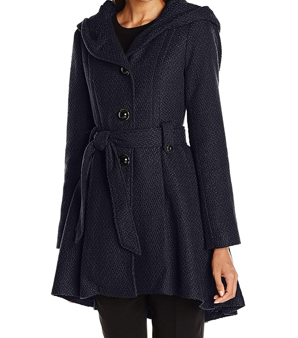 hooded belted coat