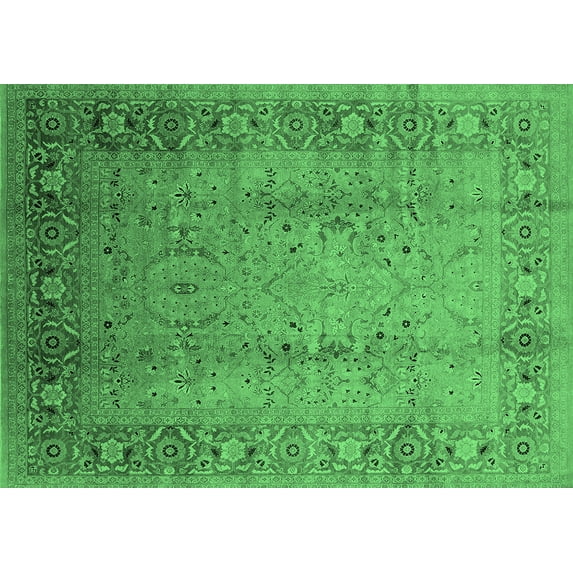 Ahgly Company Indoor Rectangle Oriental Emerald Green Traditional Area Rugs, 5' x 7'