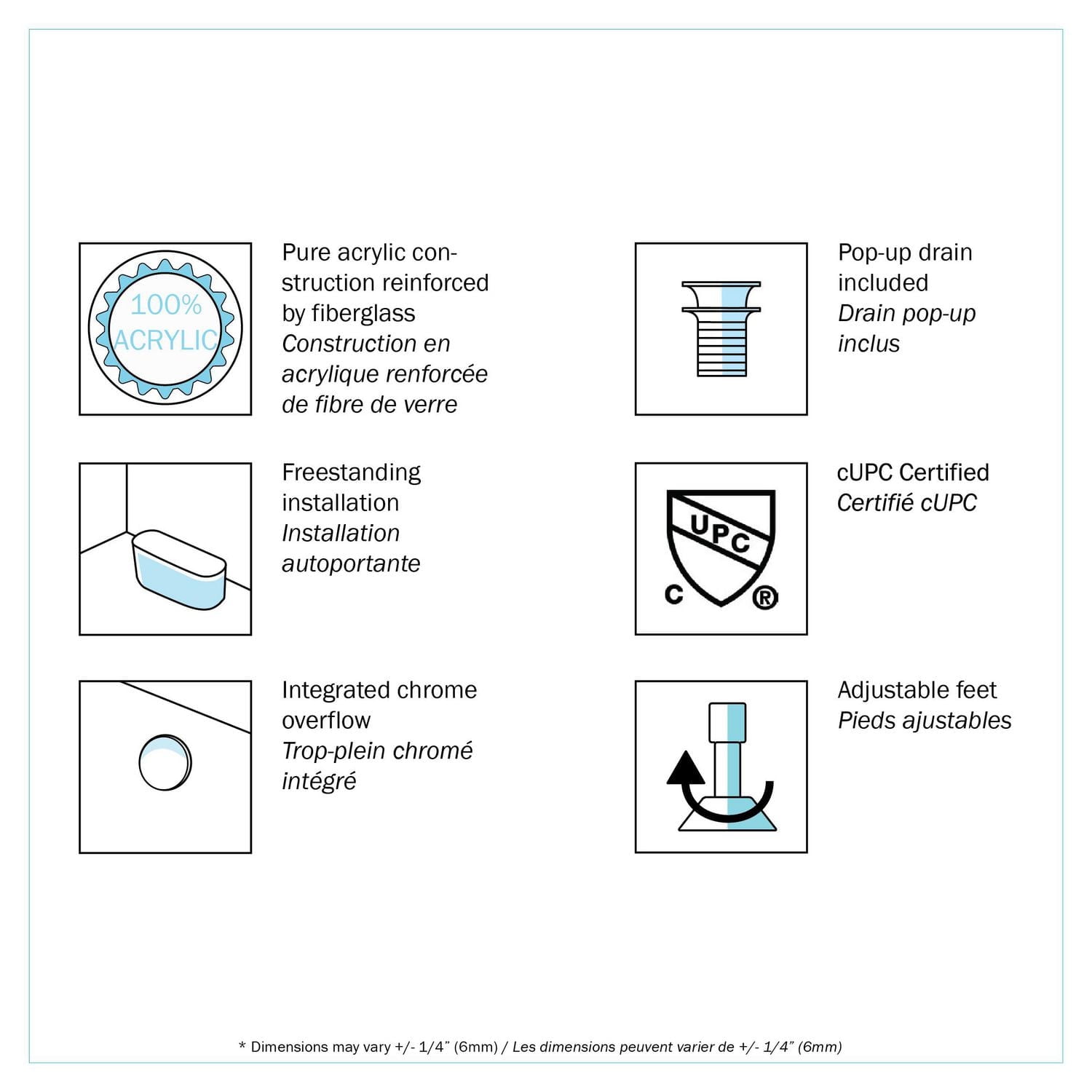 A&E Bain et Douche DORYA-BLK BAIN AUTOPORTANTE