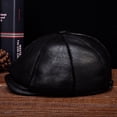 thumbnail image 3 of Men Women Real F-ur Beret Hat Geunine Leather Unisex Bucket Caps Berets ,Classic Design, 3 of 6
