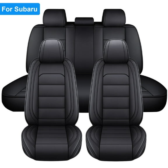 Fit for Subaru Car Seat Covers, Waterproof 5 Seats Full Set PU Leather Auto Seat Cushions Protector for Crosstrek/ Forester/ Legacy Black