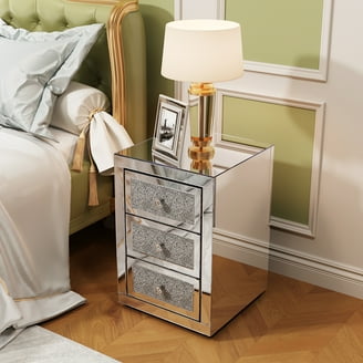 Saltoro Sherpi 3 Drawer Wooden Nightstand for Bedroom with Marble