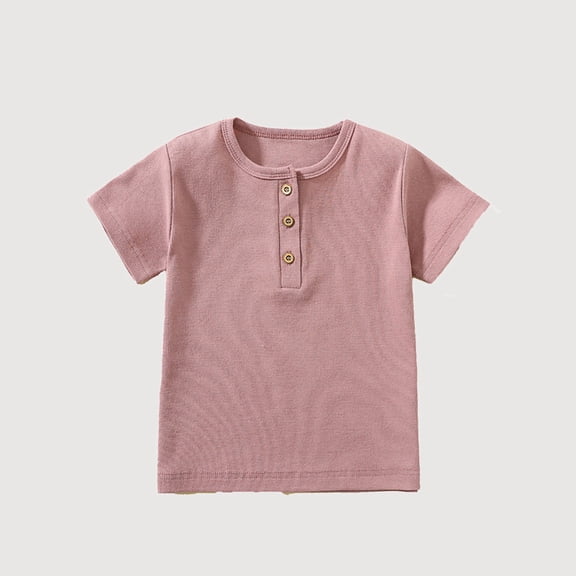 Gyujnb Short Sleeve Henley T Shirt Casual Ribbed Top with Buttons (Toddler, Little Boys),4 Years