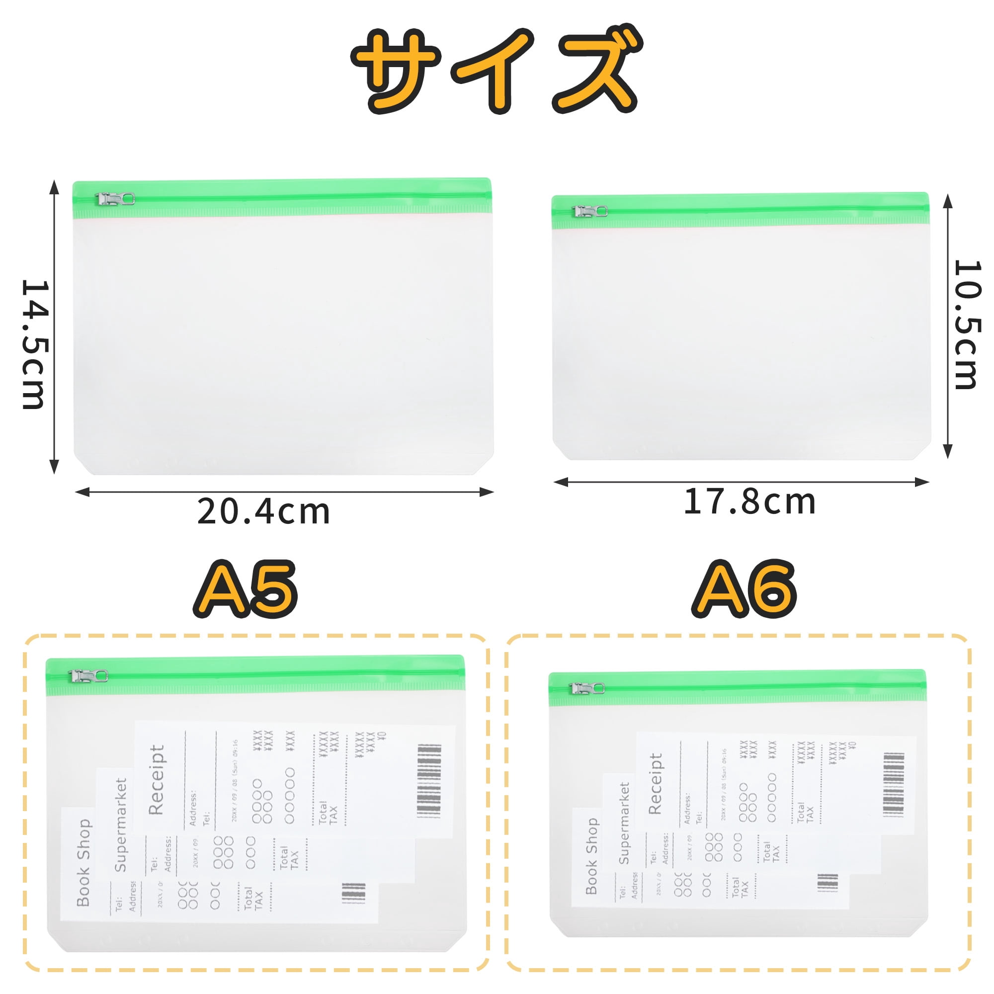 Unique Bargains Binder Zipper 6-Ring Loose Leaf Pouch Waterproof Clear Sleeves A6 Green