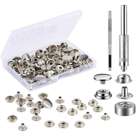 18 Sets Snap Fastener Kit, Press Studs Clothing Snaps Button with