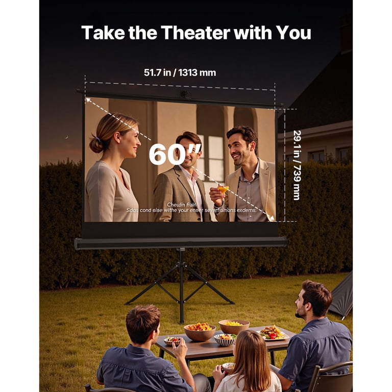 KFFKFF Portable 60-Inch Projector Screen with Tripod photo 2