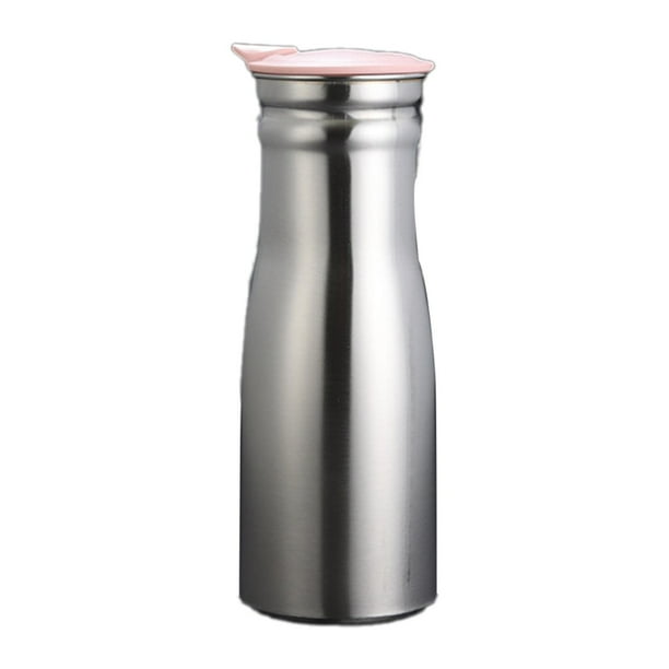 Jarra de agua de acero inoxidable con tapa de PP, dispensador de bebidas, jarra de jugo, tetera de 100 ml para restaurantes, fiestas, oficinas, casas Tapa rosa
