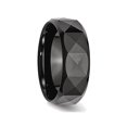 thumbnail image 3 of Mens Chisel 8mm Faceted Black Ceramic Wedding Band Ring, 3 of 6