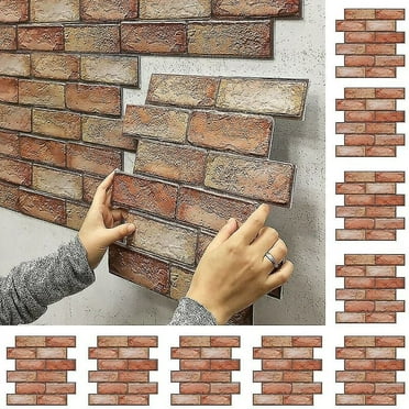 Natural Brick Feeling Wall Cladding, Effortless Application, 10PCS PVC Faux Brick Paneling, Peel And Stick For Bedroom, Living Room Decor (Classic Red)