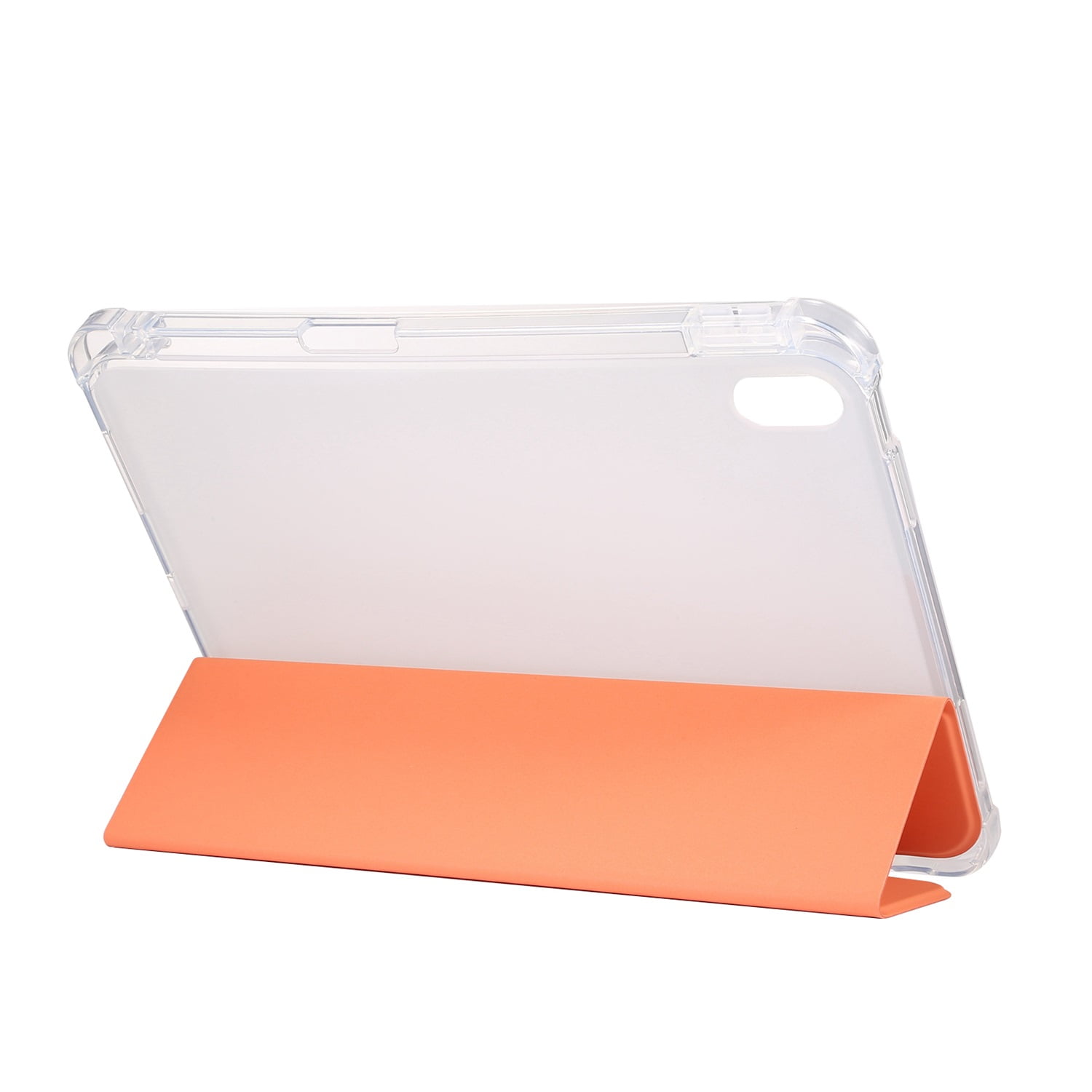 SaniMore for iPad 10th Generation 10.9" 2022 Case, Auto Sleep/Wake, Flexible TPU Case with Tri-Fold Kickstand & Pencil Holder Shockproof Protective Case for Women Men, Orange