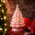 thumbnail image 7 of 24" Hand Painted Ceramic Christmas Tree, Pink Pre-Lit Tree with 148 Multi Color Lights and 2 Star Toppers, 7 of 7