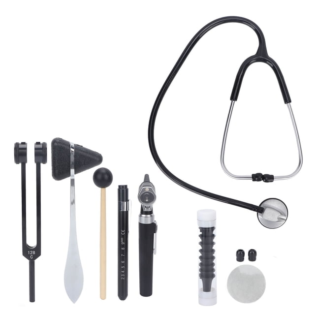 Equipo de diagnóstico para estudiantes de medicina, equipo de diagnóstico médico, otoscopio, kit de percusión para reflejos, kit de iniciación para enfermera técnica, uso conveniente