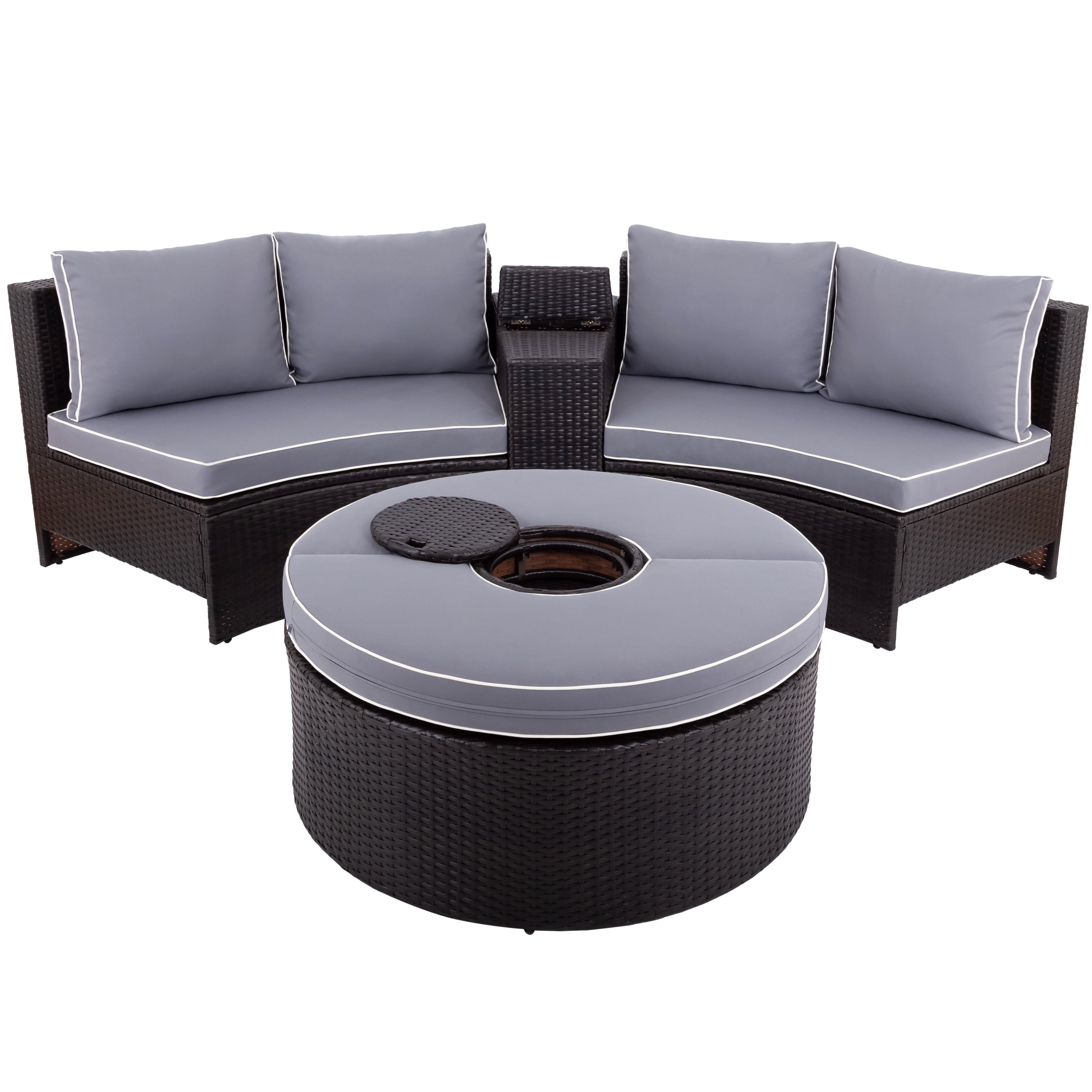 Maze rattan half moon 2024 sofa set grey