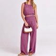thumbnail image 1 of Conjunto de salón de verano estilo bohemio para mujer top con cuello redondo pantalones ahumados traje de vacaciones FLhrweasw Nuevo, 1 of 7