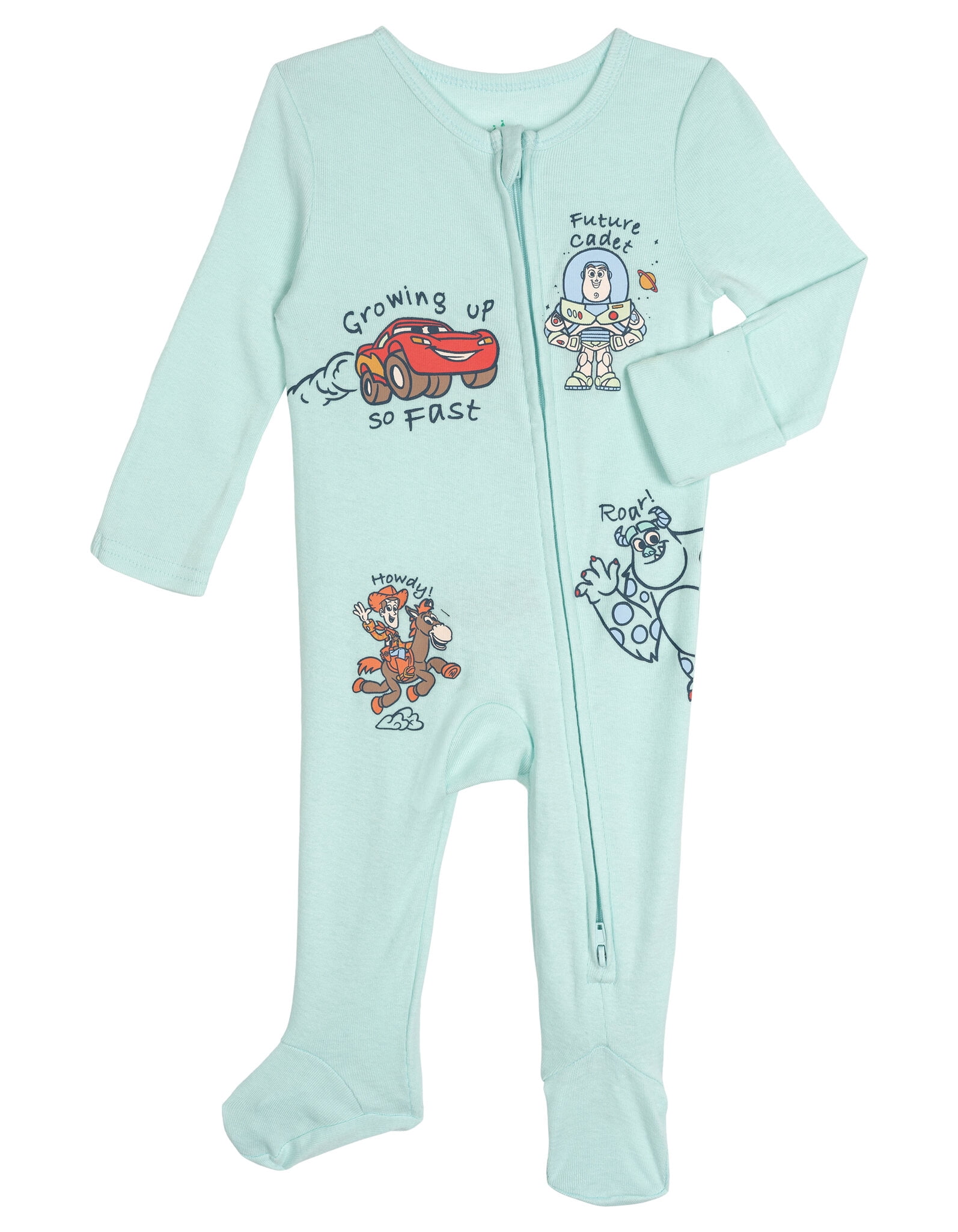 Disney Pixar Baby Boys' 2-Pack Footed One-Piece Sleep N' Play Pixar Light Blue