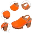 thumbnail image 5 of Modisza Chunky Heel Sandals for Women Platform Closed Toe Ankle Strap Mules Wide Width Wedge Slide Shoes with Hook and Loops Orange 9, 5 of 6