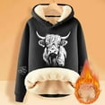 thumbnail image 2 of Womens Cozy Hoodies Thick Long Sleeve Highland Cattle Print Hooded Sweatshirt Fall Fashion Pullover Sweaters Winter Clothes, 2 of 4