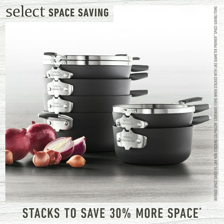 Calphalon Select Space Saving 3-Piece Hard-Anodized Aluminum Nonstick Cookware  Set in Black 2058555 - The Home Depot
