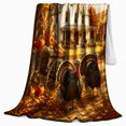 thumbnail image 2 of Printed Flannel Throw Blanket with Rustic Harvest Farmhouse Autumn Scene, 2 of 9