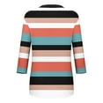 thumbnail image 3 of FNFHFY Womens Plus Size T Shirt Casual Striped 3/4 Length Sleeve Tops Loose Fit V Neck Graphic Shirts Tunic Tops to Wear with Leggings, 3 of 5