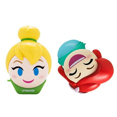 Lip Smacker Disney Emoji Lip Balm Duo, Tinkerbell & Ariel, Feisty Lemon & Tropical Shellfie Flavor